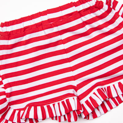 Bold Stripes Ruffle Short Set, Navy