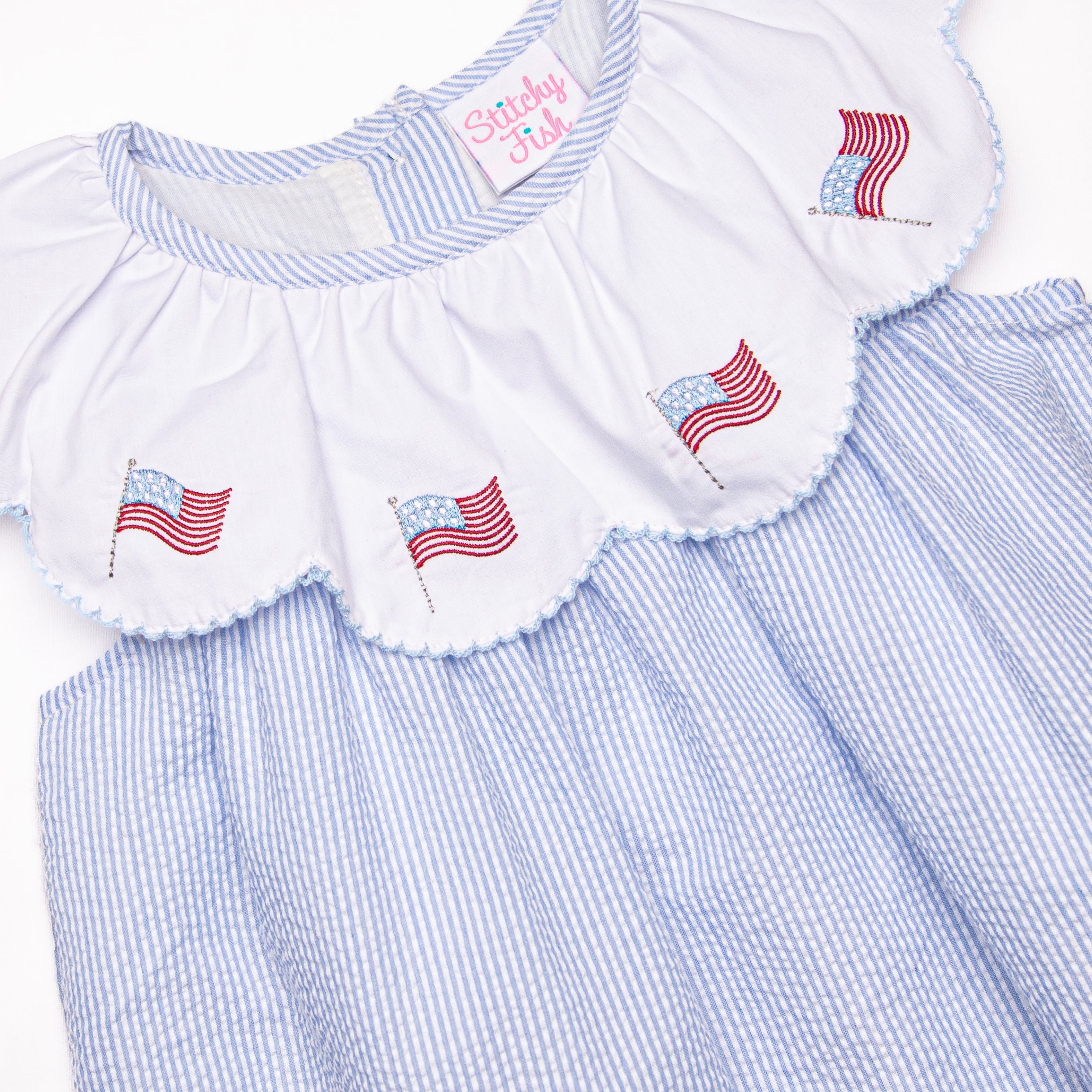 Waving in the Wind Embroidered Dress, Blue – Stitchy Fish
