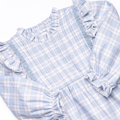 Bleu: Francine Smocked Bubble, Blue