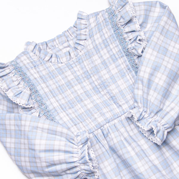 Bleu: Francine Smocked Bubble, Blue