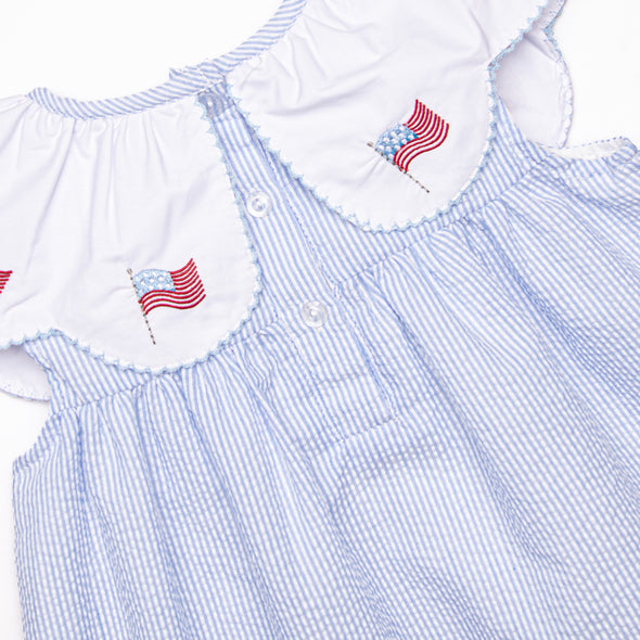 Waving in the Wind Embroidered Dress, Blue
