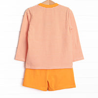 Spooks and Spiders Applique Long Sleeve Short Set, Orange