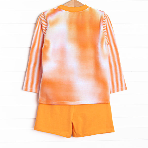 Spooks and Spiders Applique Long Sleeve Short Set, Orange