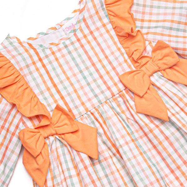 Patchwork Plaid Legging Set, Orange