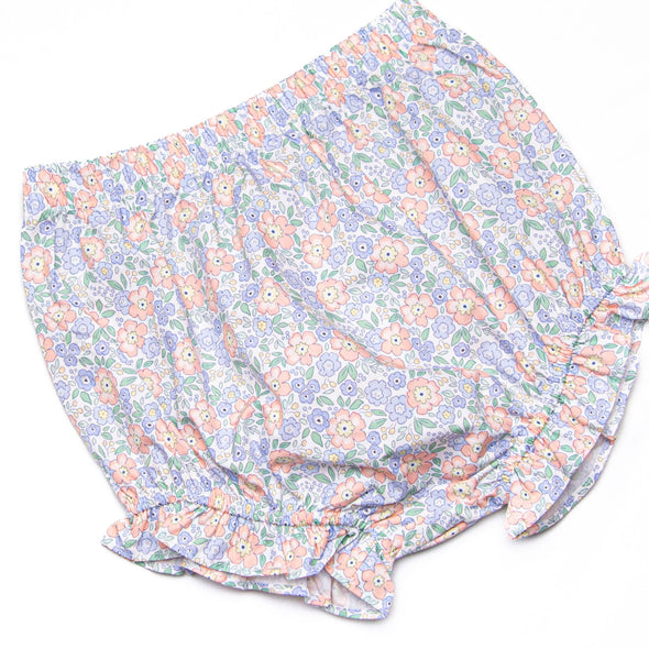 Drenched in Dahlias Embroidered Diaper Set, Blue