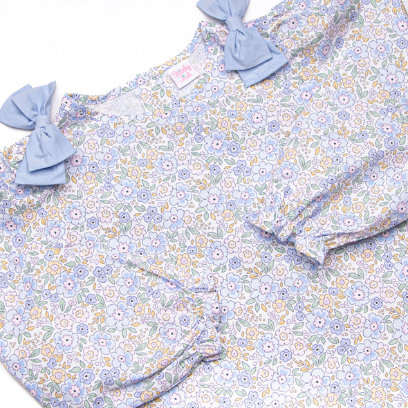 Poppy Fields Bow Dress, Blue