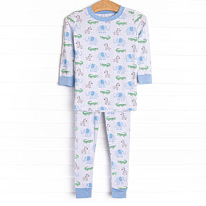 Zoo Park Pals Bamboo Pajama Set, Blue