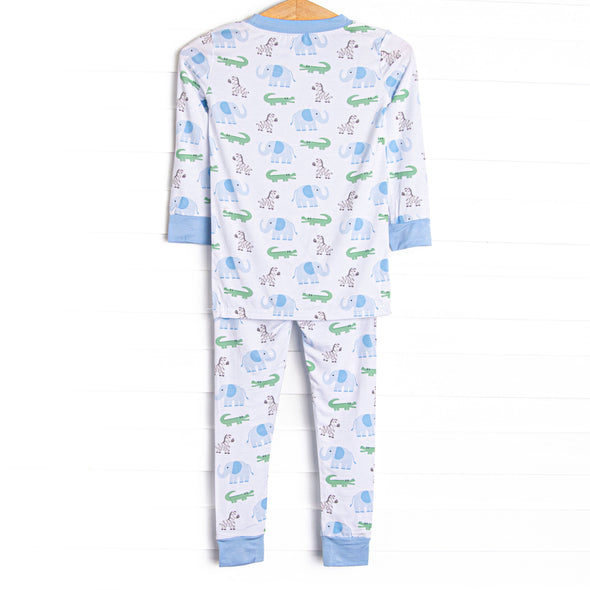 Zoo Park Pals Bamboo Pajama Set, Blue