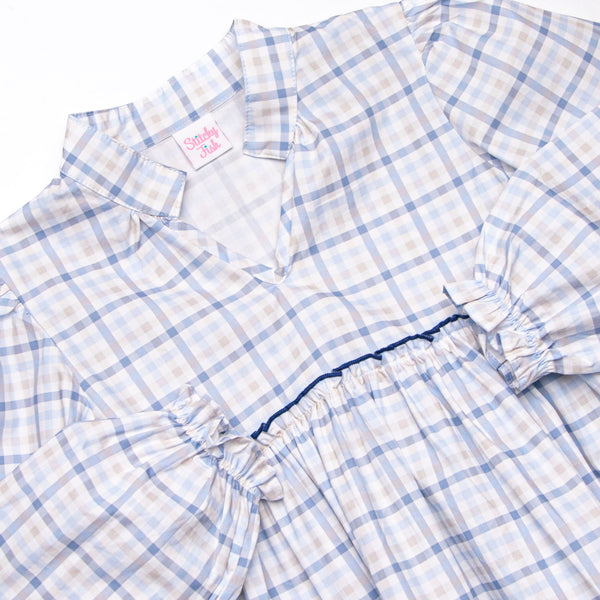 Poised Plaid Dress, Blue