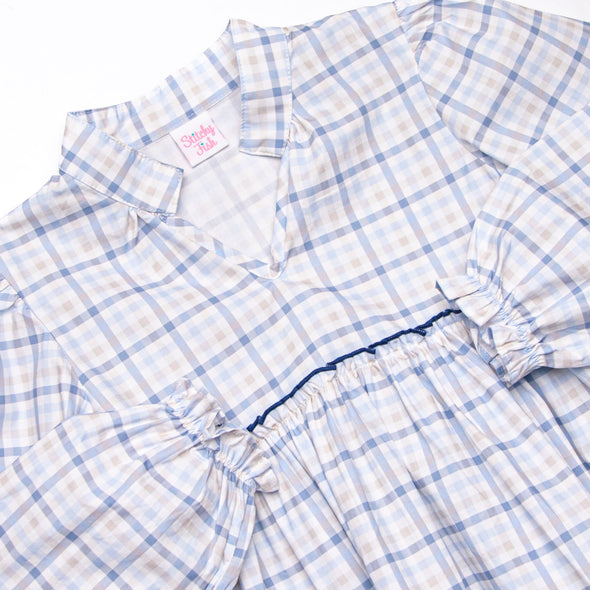 Poised Plaid Dress, Blue