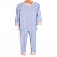 Ribbon Rows Bamboo Pajama Set, Blue