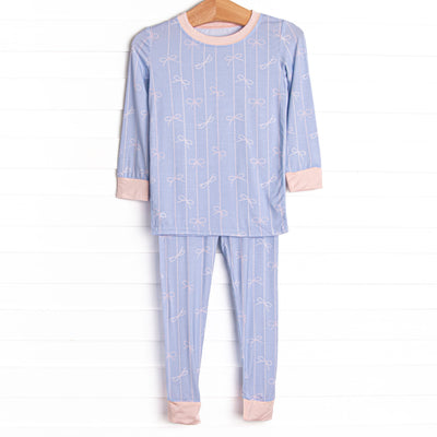 Ribbon Rows Bamboo Pajama Set, Blue