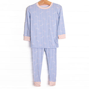 Ribbon Rows Bamboo Pajama Set, Blue