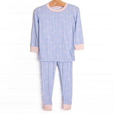 Ribbon Rows Bamboo Pajama Set, Blue