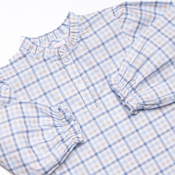 Poised Plaid Diaper Set, Blue