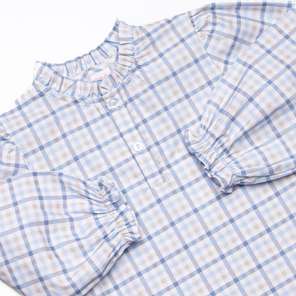 Poised Plaid Ruffle Bubble, Blue