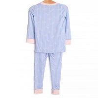 Ribbon Rows Bamboo Pajama Set, Blue