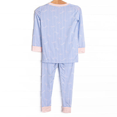 Ribbon Rows Bamboo Pajama Set, Blue