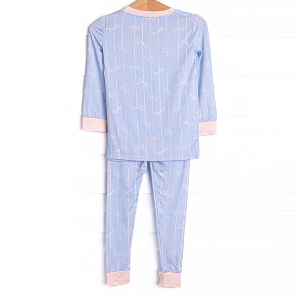 Ribbon Rows Bamboo Pajama Set, Blue