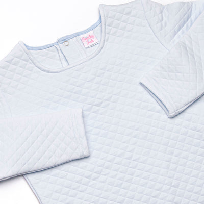Caden Quilted Long Sleeve Short Set, Blue