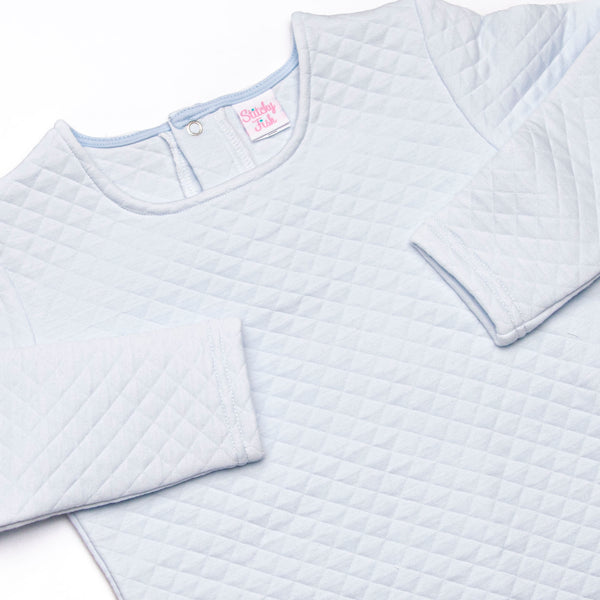 Caden Quilted Long Sleeve Short Set, Blue