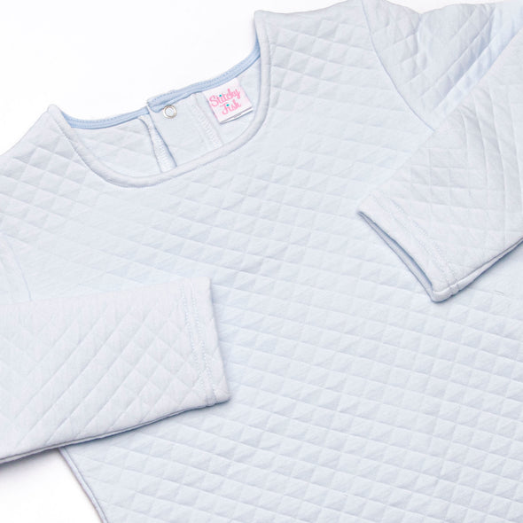 Caden Quilted Long Sleeve Short Set, Blue