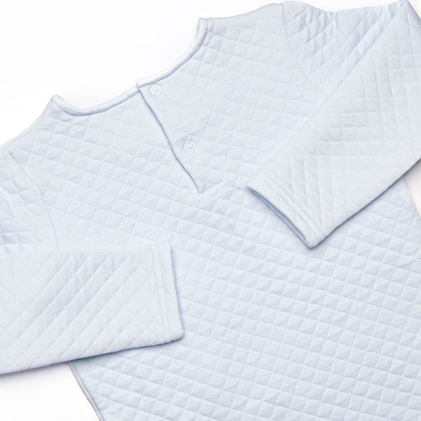 Caden Quilted Long Sleeve Short Set, Blue