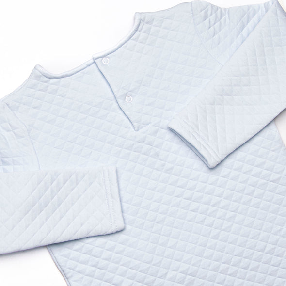 Caden Quilted Long Sleeve Short Set, Blue