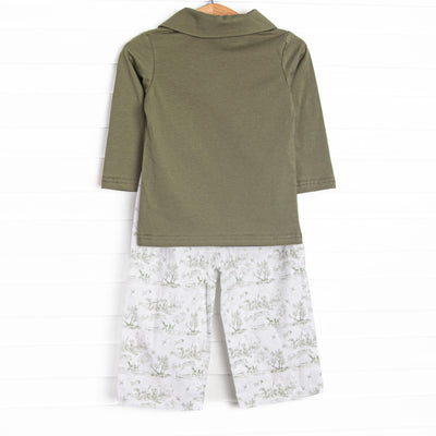 Hunting Hounds Polo Pant Set, Green