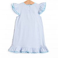 Piper Pumpkin Applique Flutter Sleeve Dress, Blue