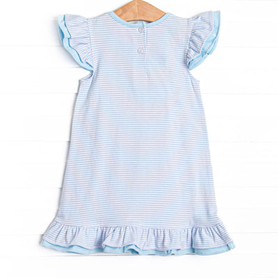 Piper Pumpkin Applique Flutter Sleeve Dress, Blue