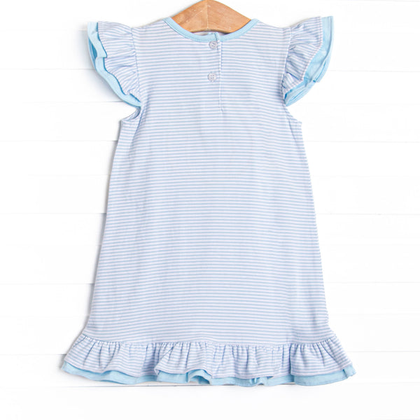Piper Pumpkin Applique Flutter Sleeve Dress, Blue