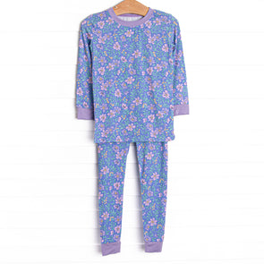 Periwinkle Perennials Bamboo Pajama Set, Purple