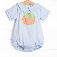 Peter Pumpkin Applique Collared Bubble, Blue