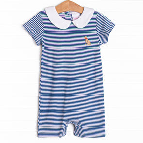 Playtime Pal Pima Embroidered Short Romper, Blue