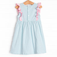 Lillie Flutter Pima Dress, Mint Stripe
