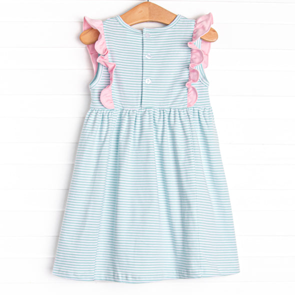 Lillie Flutter Pima Dress, Mint Stripe