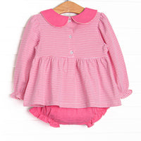 Perk Up Petals Smocked Diaper Set, Pink