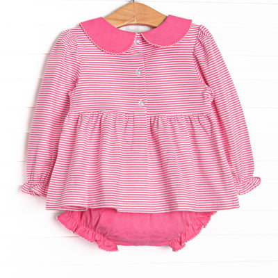 Perk Up Petals Smocked Diaper Set, Pink