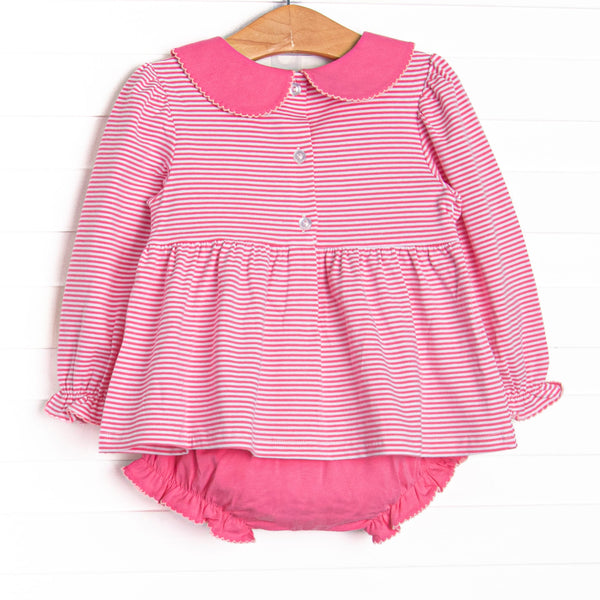 Perk Up Petals Smocked Diaper Set, Pink