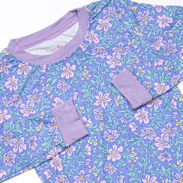 Periwinkle Perennials Bamboo Pajama Set, Purple