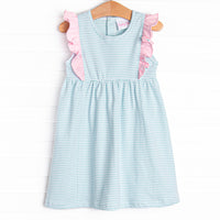 Lillie Flutter Pima Dress, Mint Stripe