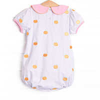 Petite Polka Dot Pumpkins Embroidered Bubble, Pink