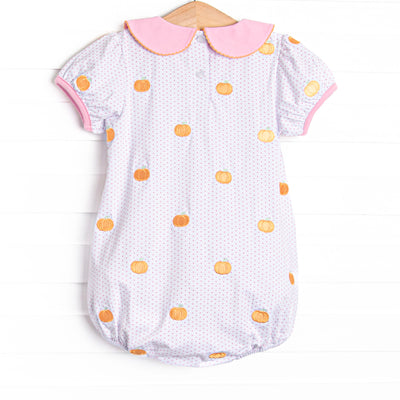 Petite Polka Dot Pumpkins Embroidered Bubble, Pink