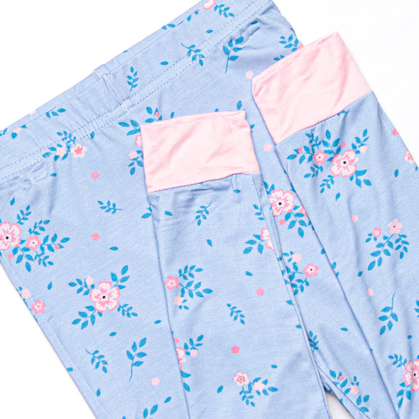 Blue Magnolia Bamboo Pajama Set, Blue