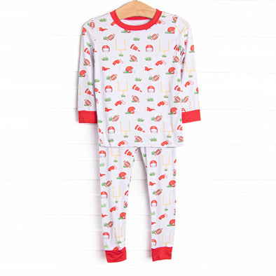 Down Field Dreamer Bamboo Pajama Set, Red