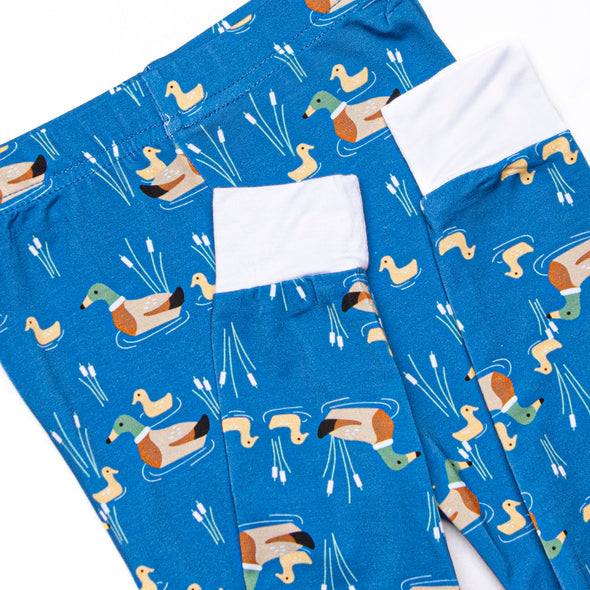 Ducks in a Row Bamboo Pajama Set, Blue