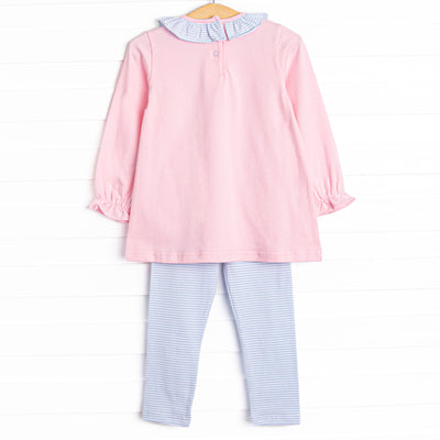 Emory Legging Set, Pink and Blue Stripe