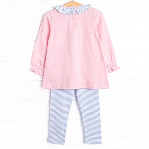 Emory Legging Set, Pink and Blue Stripe