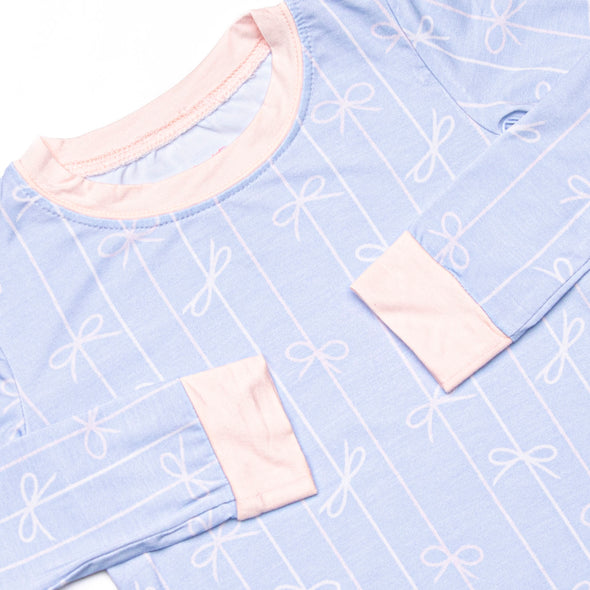 Ribbon Rows Bamboo Pajama Set, Blue